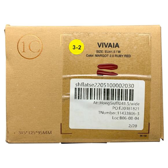 Vivaia Margot 2.0 Ruby Red Ribbed Knit Square-Toe V-Cut Ballet Flats 10W - Picture 9 of 9